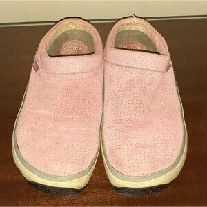 Simple Shoes Womens 7.5 W Pink Slip-On Shoes Clogs Flat Comfort Suede Leather